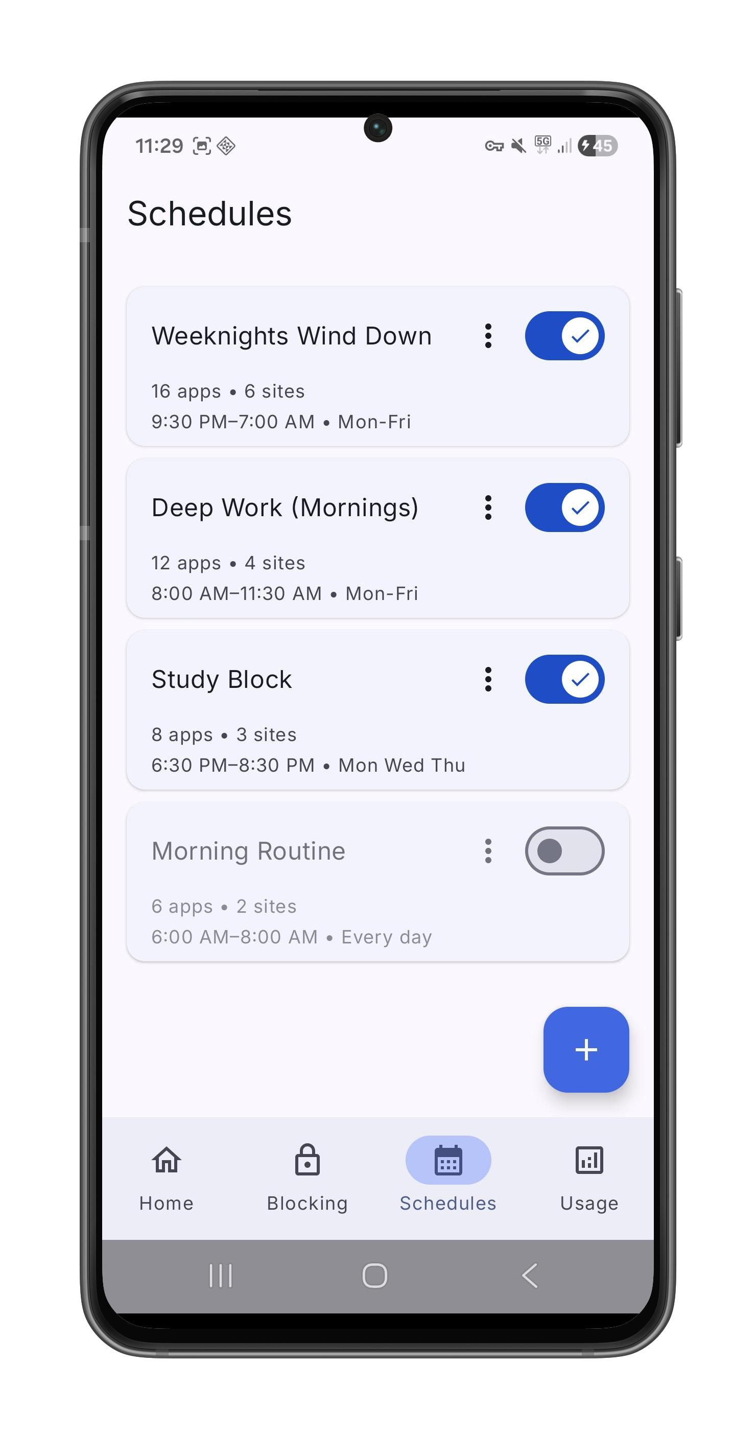 Daily Blocker app preview light
